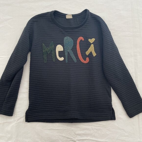 Zara Black “Merci” Sweater Size 9/10 - Picture 2 of 6
